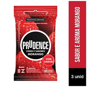 PRESERVATIVOS CORES E SABORES MORANGO PRUDENCE 3 UNIDADES