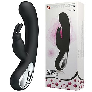 VIBRADOR RECARREGÁVEL COM PONTO G E 12 MODOS DE VIBRAÇÃO WEBB PRETTY LOVE