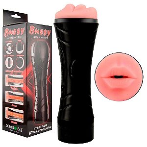 MASTURBADOR MASCULINO FORMATO BOCA COM VIBRO LANTERNA BUSSY VIBRATION