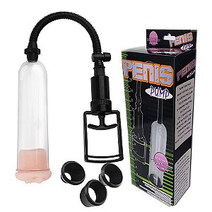 BOMBA PENIANA MANUAL COM VALVULA E ANEL VAGINA EM CYBER E 3 ANEIS SILICONE PÊNIS PUMP BAILE