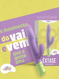 VIBRADOR VAI E VEM COM ESTIMULADOR CLITORIANO ÊXTASE COLLORS INTT