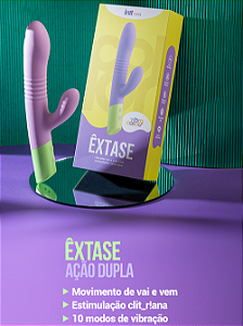VIBRADOR VAI E VEM COM ESTIMULADOR CLITORIANO ÊXTASE COLLORS INTT