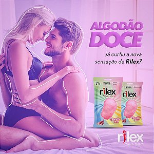 PRESERVATIVO LUBRIFICADO COM AROMA DE ALGODÃO DOCE 3 UNIDADES RILEX