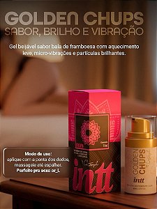 GEL SABOR DE BALA DE FRAMBOESA E EFEITO QUENTE GOLDEN CHUPS 17ML INTT