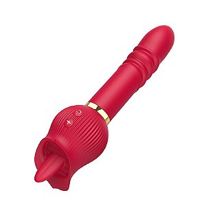 VIBRADOR 2 EM 1 ROSA COM LINGUA E VAI E VEM JANE SI
