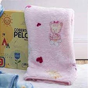 Cobertor Pelo Alto Infantil Menina Gatinha Rosa Jolitex