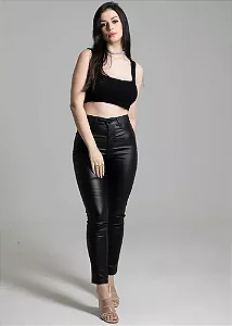 Calça Resinada Sawary 36 Ao 46 Cigarrete Preta