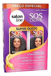 Shampoo 300ml + Condicionador 200ml SOS Cachos Super Óleos Salon Line