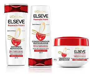 Kit Elseve Shampoo 400 Cond 400 Másc Reparação Total 5