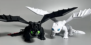 Bonecos Casal  Bangueal + Namorada Banguela Fúria da Luz Como treinar seu Dragão