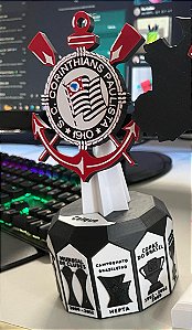 Troféu Decorativo Maiores Conquistas Corinthians 23 cm altura Personalizável