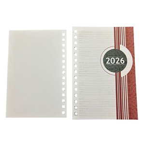 2 Miolos De Agenda 2026 Refil Diária Bloco Furado P/ Wire-o
