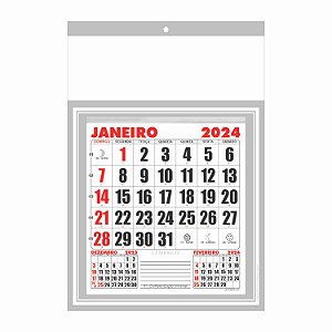 100 Calendários 2024 Folhinha Sem Personalização 27x37 Comercial Prata De Parede