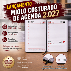 Miolo de Agenda 2027 Costurado Tipo Brochura 10 unidades
