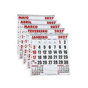 100 Bloco Calendário Comercial 2027 21x22 Refil Kit Folhinha
