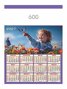 100 Calendários Folhinha 27x37 cm De Parede 2027 Plastificado Linha 600 a 611