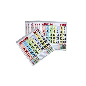 100 Bloco Calendário Comercial 2027 21x22 Refil Colorido