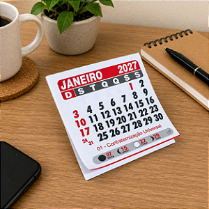 100 Bloquinhos Mini Calendário Imã Geladeira 7,5x7,5 2027