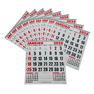 50 Bloco Calendário De Parede Comercial 2026 21x22 Folhinha