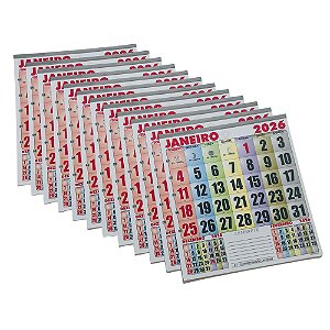 50 Refil Colorido Bloco Calendário Comercial 2026 21x22