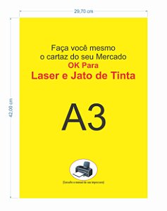 100 Cartazes A3 Amarelo P/ Jato De Tinta Ou Laser Supermercado