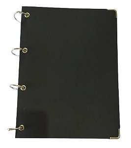 Caderno Universitário Argolado Capa Preto Executivo 200 Folhas