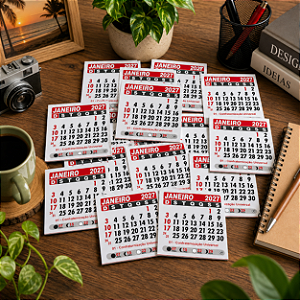 Mini Calendário Imã Geladeira 7,5x7,5 Folhinha 2027 Refil 2500 und
