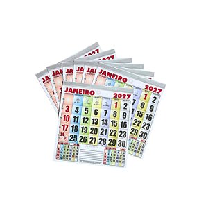 5 Calendários Colorido Bloco 21x22 Folhinha Parede 2027 Refil Anual