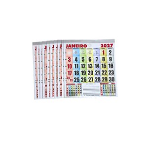 500 Refil 21x22 Colorido Bloco Calendário Comercial 2027