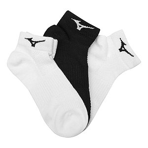 Kit Meia Mizuno Cano Baixo Training – Pacote com 3 pares - 2 Branco + 1 Preto