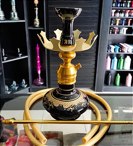 Narguile Triton Dourado com Prato Coroa