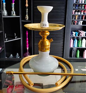 Narguile Triton Dourado com Branco