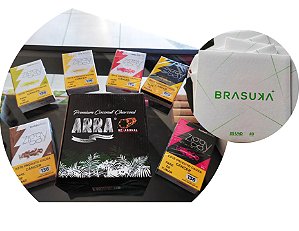 Kit com 1Kg de Carvão Arra, 3 Ziggys, Alúminio Brasuka 25 folhas