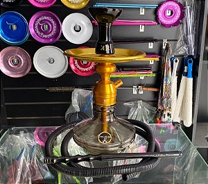 Narguile Triton Zip Dourado Mangueira Simples