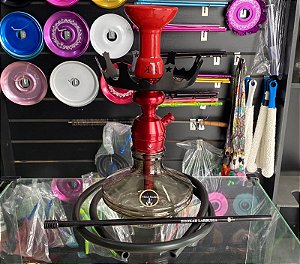 Narguile Triton Zip Vermelho com Prato Coroa
