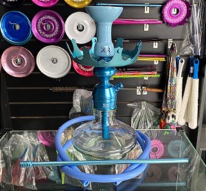 Narguile Triton Azul Bebê com Prato Coroa