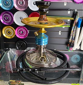 Narguile Magic Azul com vaso Fumê