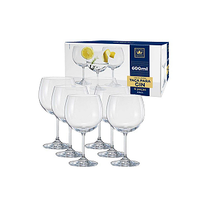 Jogo 6 Taças Gin 600 Ml Cristal Annatitanium Bohemia