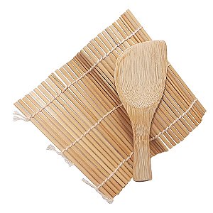 Esteira E Colher Para Sushi Em Bambu 18 X 14 Cm Oriental