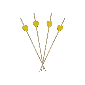 Espeto Decorativo Coração Amarelo 12cm 100un | Palito Petiscos Festa