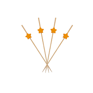 Espeto Decorativo Estrela Amarela 12cm 100un | Palito Petiscos Festa