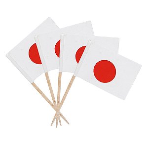 Espeto Palito Bandeira Japão Decoração Festa Petisco 100 Un