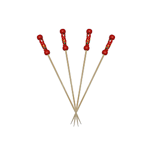 Espeto Decorativo Trançado vermelho 12cm 100un | Palito Petiscos Festa
