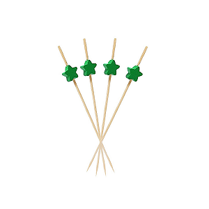 Espeto Decorativo Estrela Verde 12cm 100un | Palito Petiscos Festa