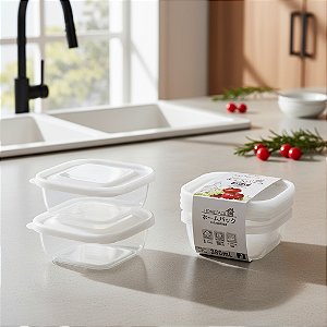 Kit 3 Potes Nakaya Com Tampa 380 ml Transparente Do Japão