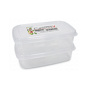 Kit 2 Potes Plásticos 450 ml Com Tampa Plástico Não Pega Cheiro E Cor