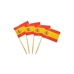 Palito Decorativo Bandeira Espanha 100un | Petiscos Festa Futebol