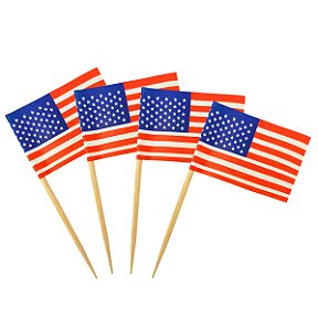 Espeto Palito Bandeira Estados Unidos Eua Hambúrguer Festa 100 Un