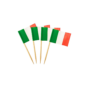 Palito Bandeira Itália 100 Un para Petiscos Festa Futebol