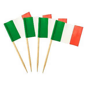 Espeto Palito Bandeira Itália Decoração Pizza Macarrão Massa 100 Un